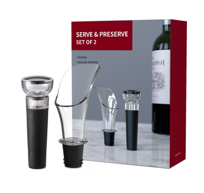 2021 Factory New Wine Stopper Set Exhibition Wedding Souvenir Red Wine Pouring Device Vacuum Wine Stopper set Item Picture