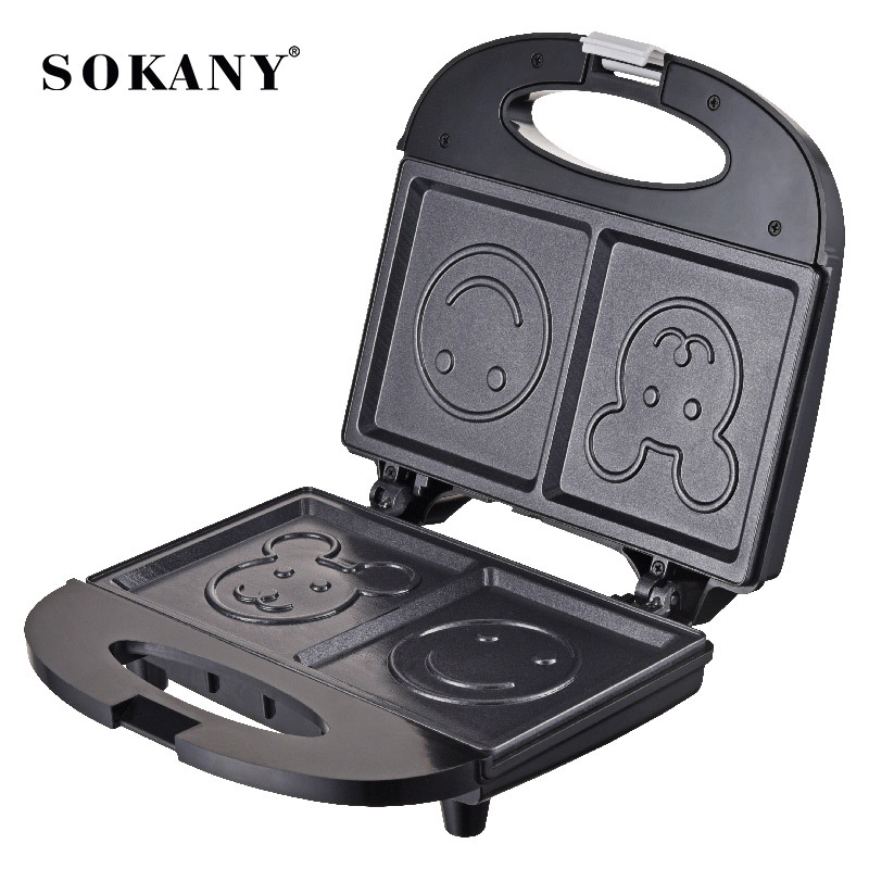 Cross-border SOKANY128 Sandwich, home waffle machine, smiling cartoon pattern bread baking, cute toaster Application Scenario
