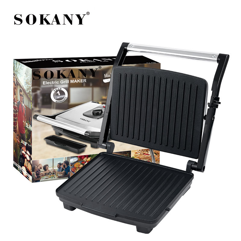 Cross-border SOKANY202 grill, steak sandwich machine, home grill, bread machine, barbecue machine, double-sided electric baking tray Item Picture