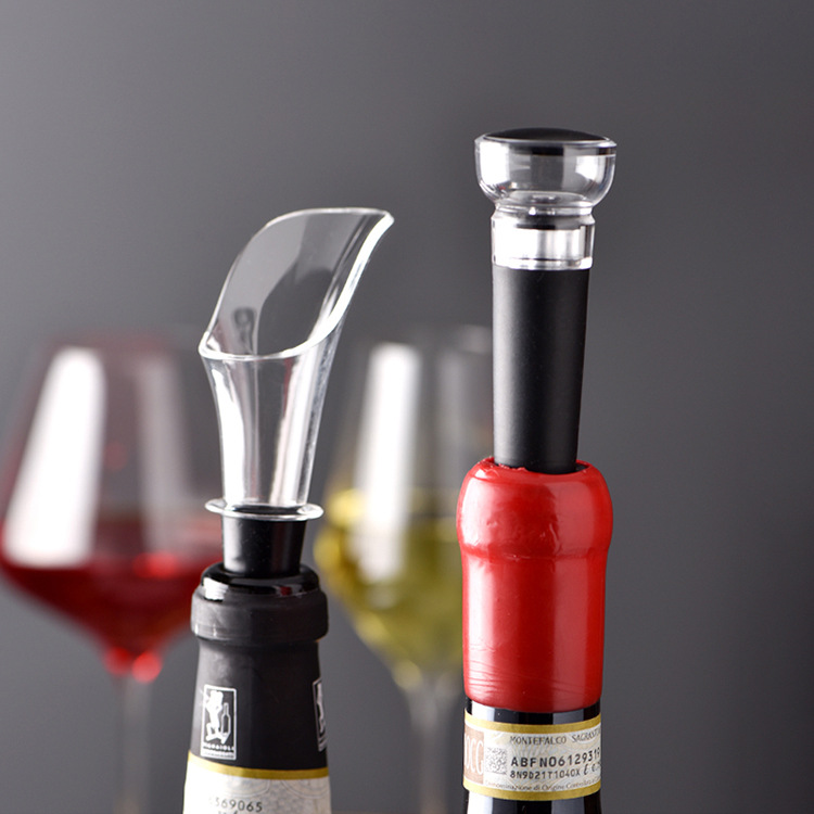 2021 Factory New Wine Stopper Set Exhibition Wedding Souvenir Red Wine Pouring Device Vacuum Wine Stopper set details Picture