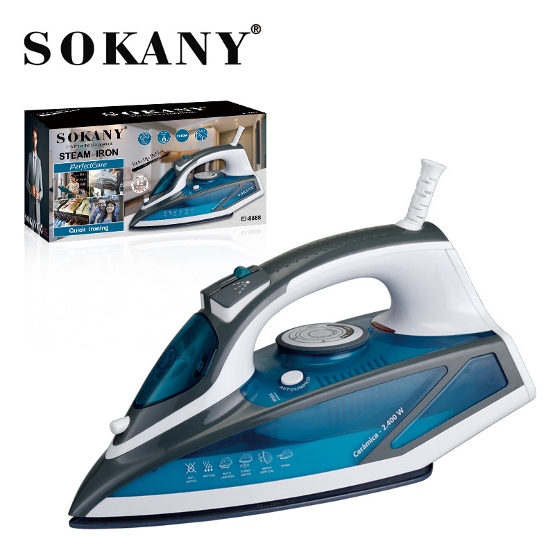 Cross-border SOKANY8888 electric iron, household steam handheld, high-power dry and wet non-stick base plate, European standard in stock