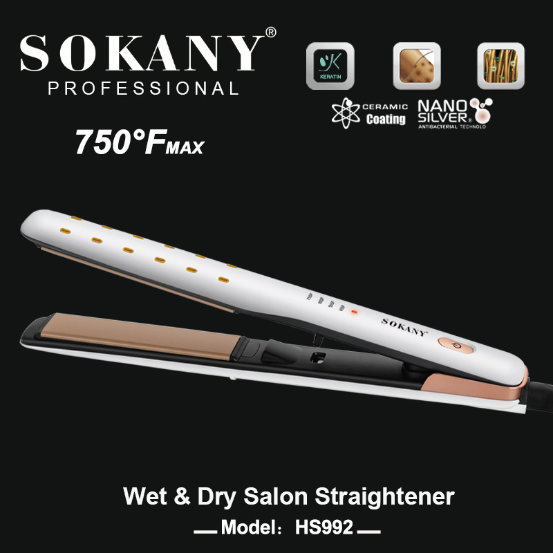 The cross-border SOKANY992 straightening curling iron clip is a ceramic keratin temperature-controlled hair straightening device that does not harm hair