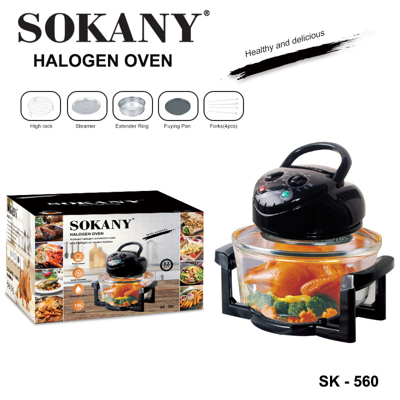 SOKANY air fryer is a large-capacity, oil-free, low-fat, visual household smart multi-functional light wave oven fryer Item Picture