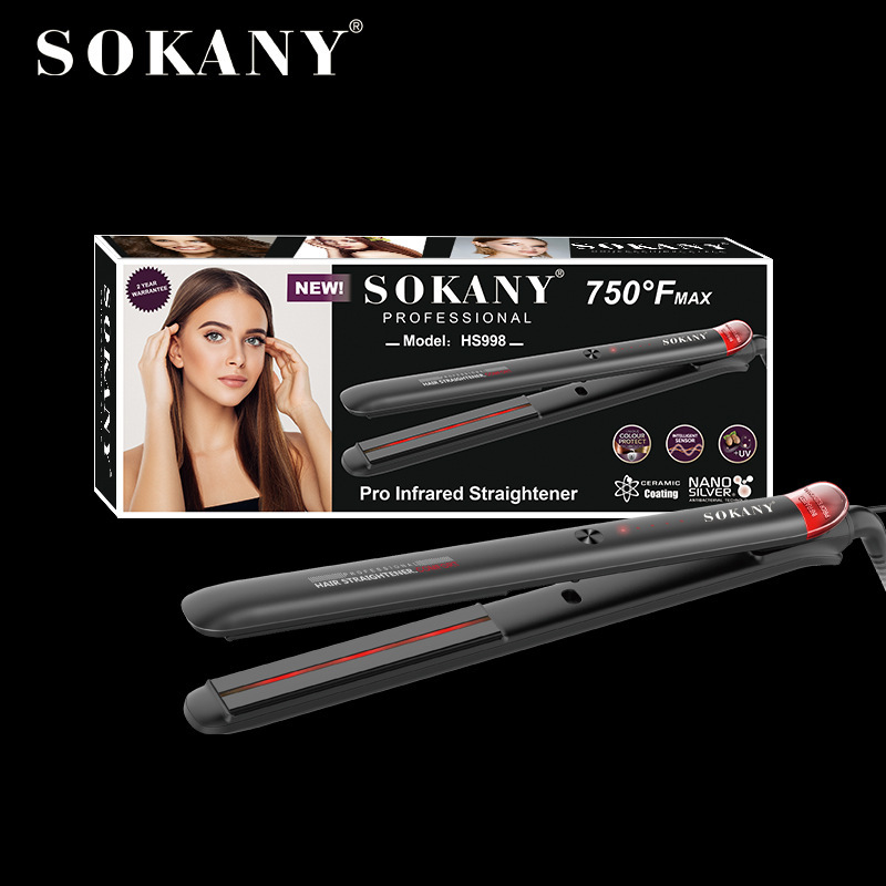 Cross-border SOKANY998 Household dual-purpose curling and straightening board, hair care, Moisturizing, temperature-controlled ceramic straightening board