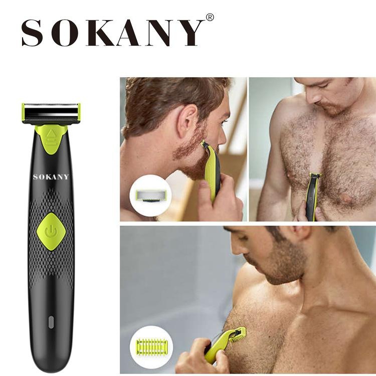 跨境SOKANY5000剃须刀刮胡子胸毛腋毛络腮胡电动刮毛USB充电外贸