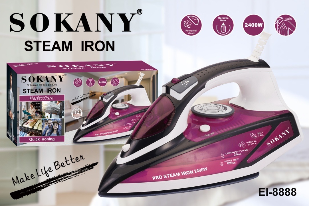 Cross-border SOKANY8888 electric iron, household steam handheld, high-power dry and wet non-stick base plate, European standard in stock Specification image