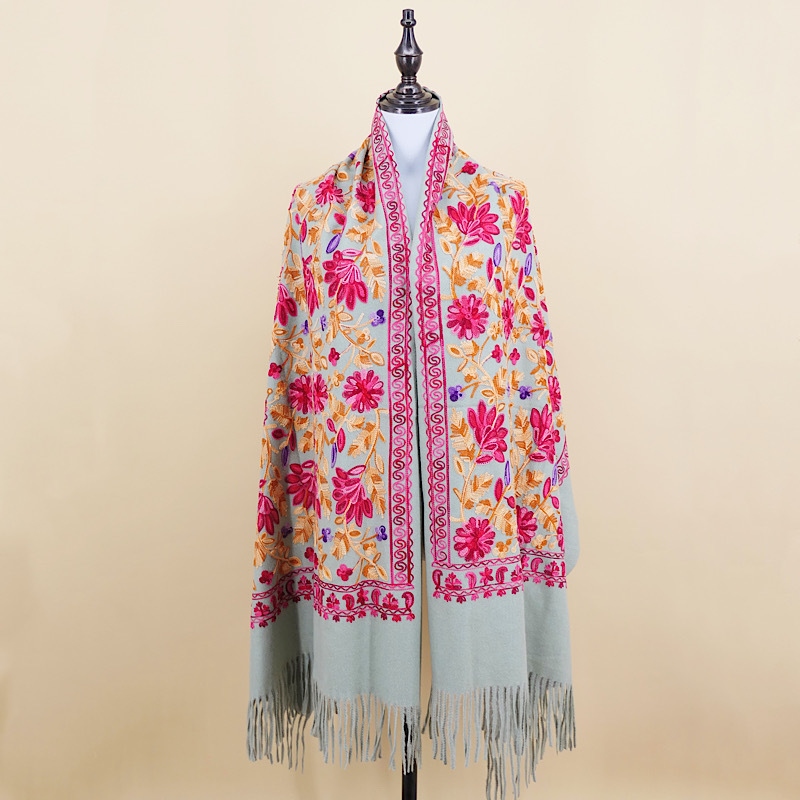 Autumn And Winter New Indian Nepal Embroidered Cashmere Scarf Shawl Travel Photo Everything Knitted Thickened Warm Application Scenario