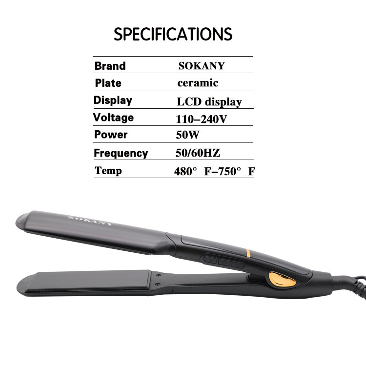 Cross-border SOKANY030 hair straightening splint Professional home hair care splint LED display wide screen ceramic splint Item Picture