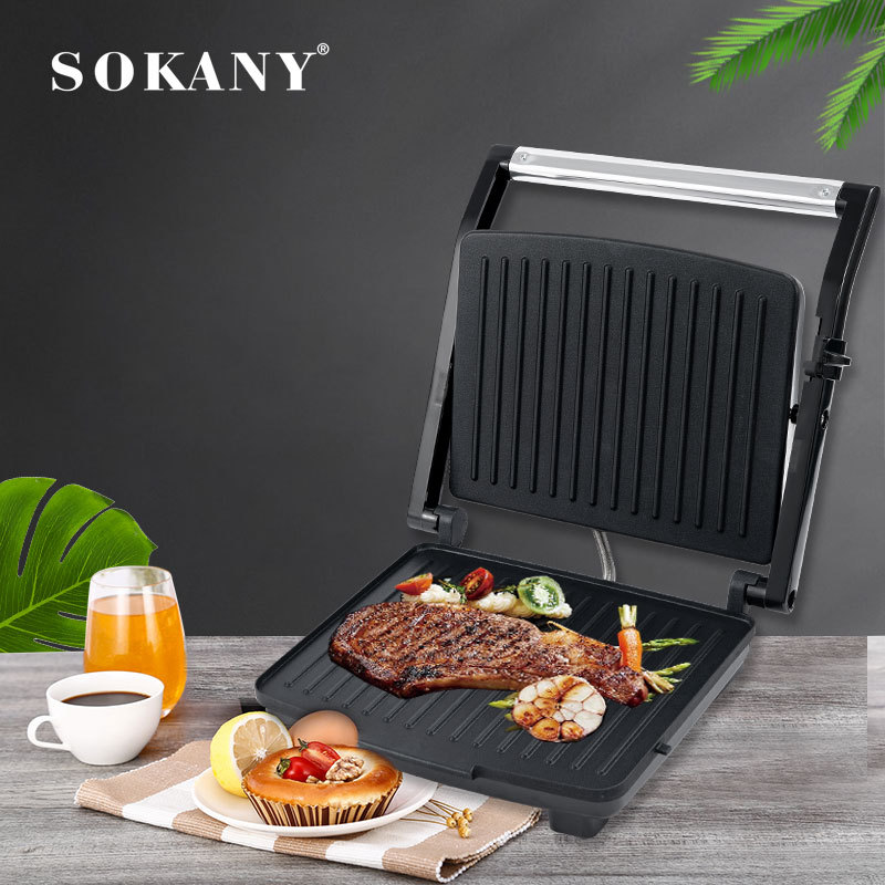 Cross-border SOKANY202 grill, steak sandwich machine, home grill, bread machine, barbecue machine, double-sided electric baking tray Application Scenario