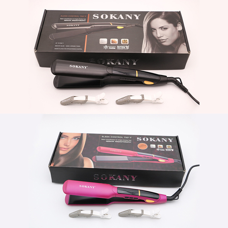 Cross-border SOKANY030 hair straightening splint Professional home hair care splint LED display wide screen ceramic splint details Picture
