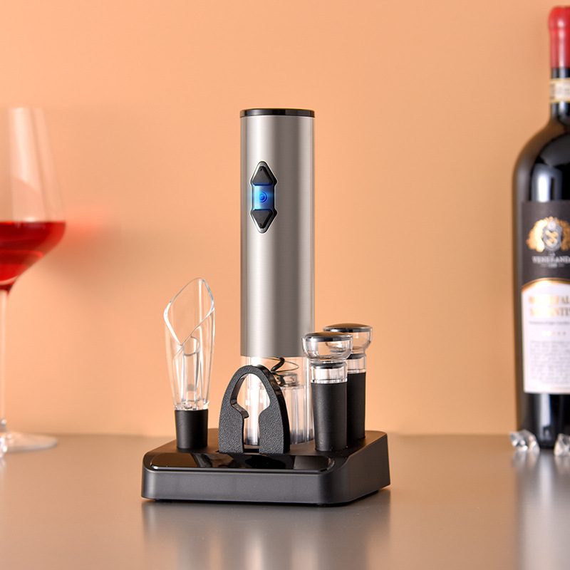 New Gift Box Bottle Opener Business Gift Anniversary Celebration Storage Base Type Red Wine Electric Bottle Opener Gift Box Specification drawing
