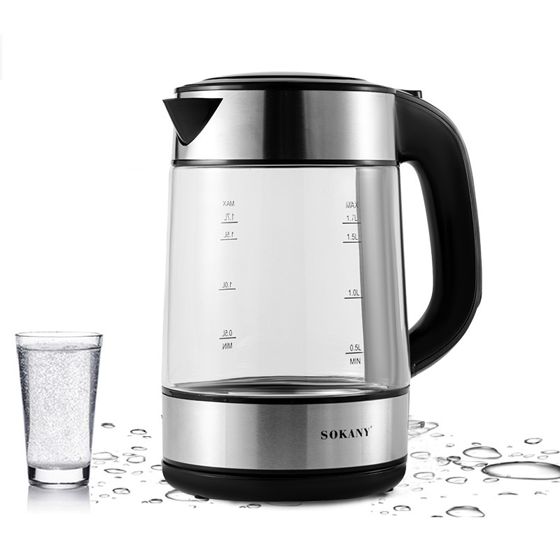 Cross-border SOKANY1509 electric kettle, household boiling kettle with automatic power-off, 304 stainless steel glass Item Picture