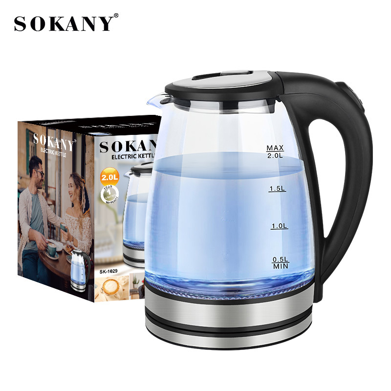 Cross-border SOKANY1029 water kettle, Ocean Blue Light electric water kettle, home, dormitory, office, water boiling, one-piece consignment Item Picture