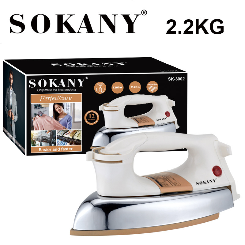 Cross-border SOKANY3002 old-fashioned iron iron, household and industrial dry iron without steam, ironing clothes, handheld iron