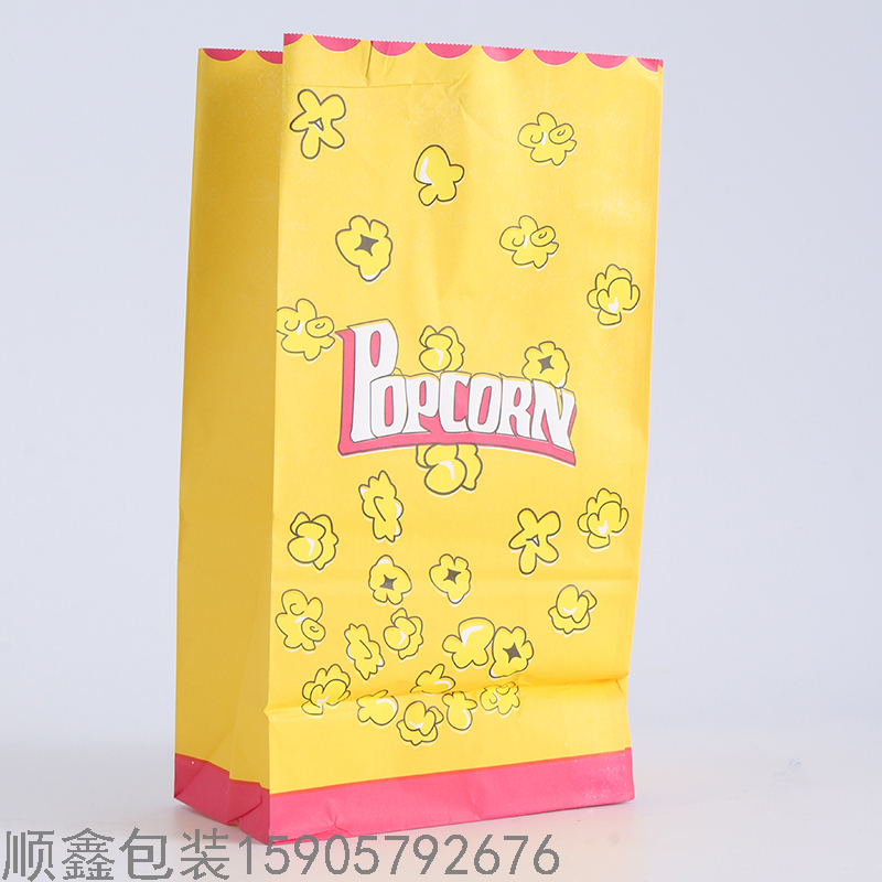 爆米花袋，方底袋，白牛皮食品袋，可定制，食品包装袋