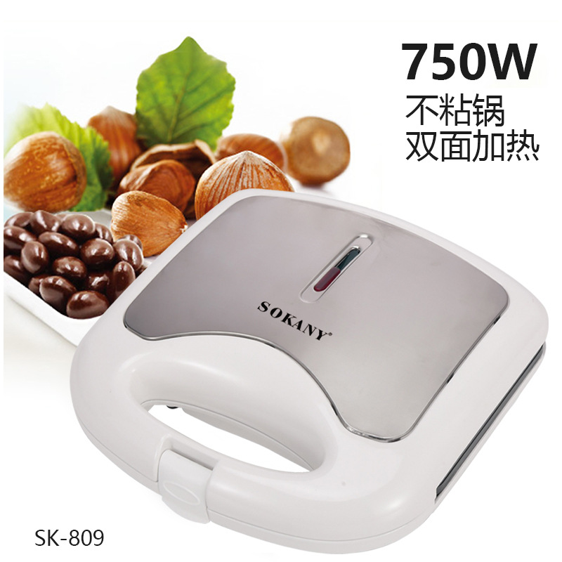 Cross-border SOKANY809 sandwich breakfast machine, household small waffle light food machine, nut machine, bread machine details Picture