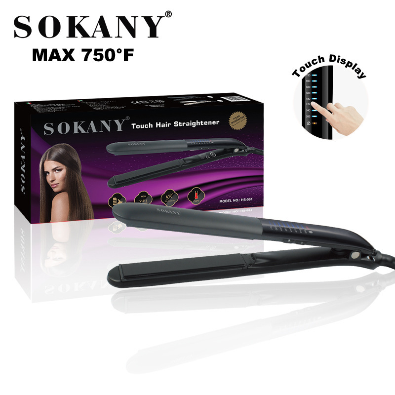 Crossover SOKANY991 tablilla alisador de pelo profesional deslizamiento de temperatura pantalla táctil de cerámica base extendida anti-escaldadura