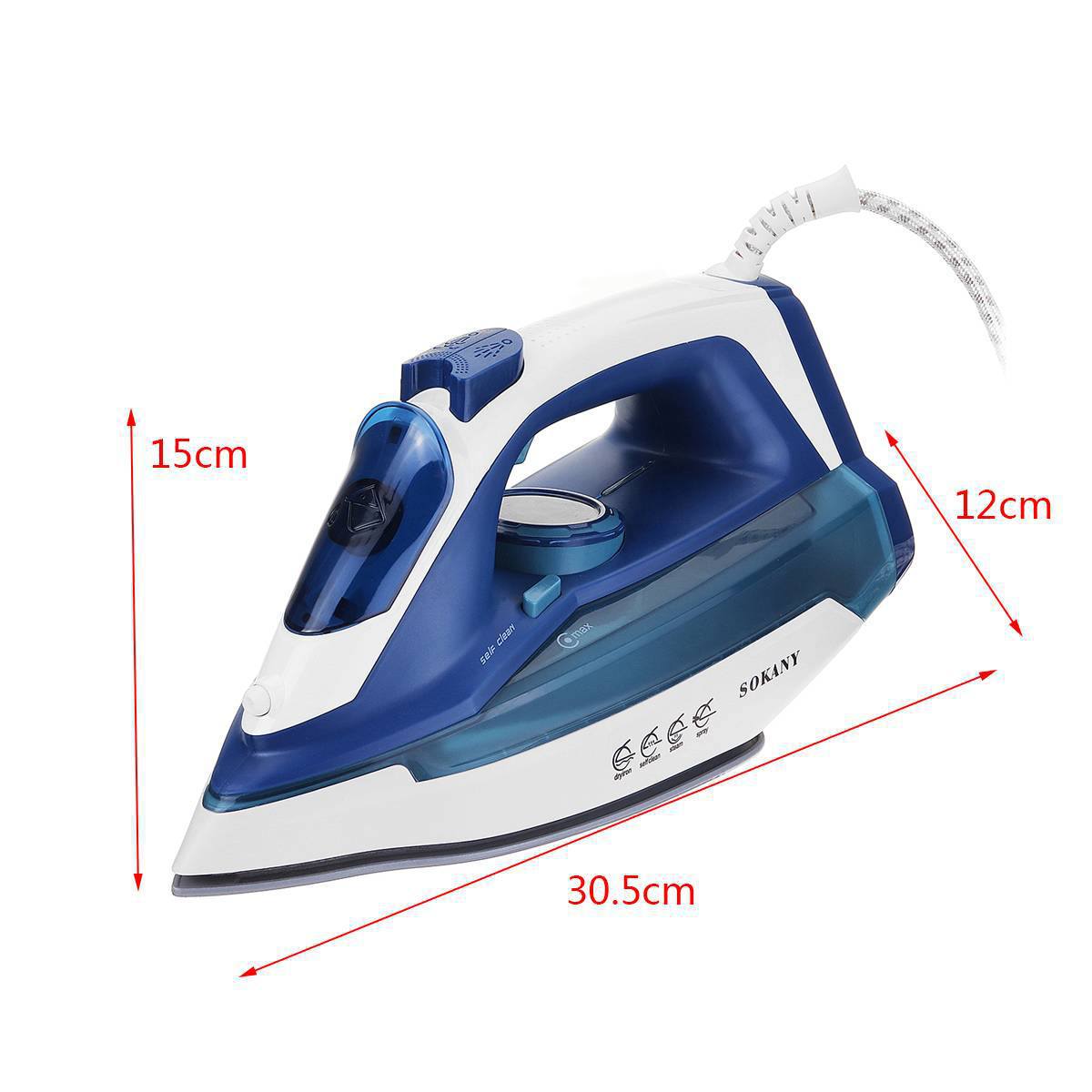 Cross-border new SOKANY2055A handheld household high-power electric iron and steam iron with base, European standard details Picture