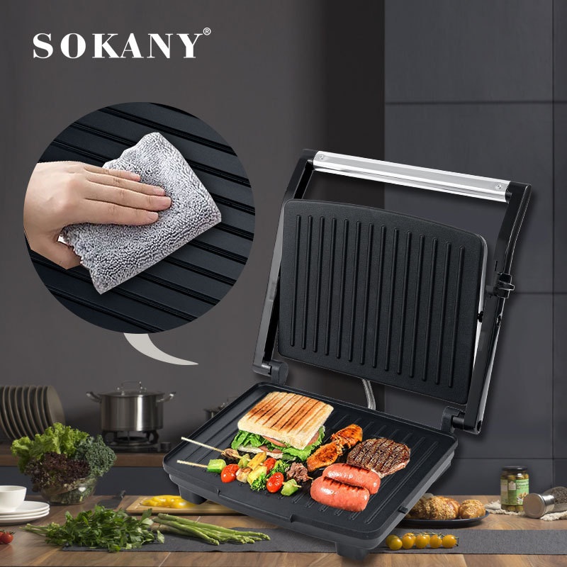 Cross-border SOKANY202 grill, steak sandwich machine, home grill, bread machine, barbecue machine, double-sided electric baking tray details Picture