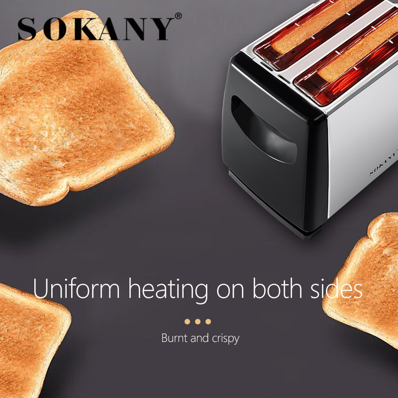 Cross-border SOKANY016S toaster, household 2-slice fully automatic breakfast machine, multi-functional toaster toaster details Picture