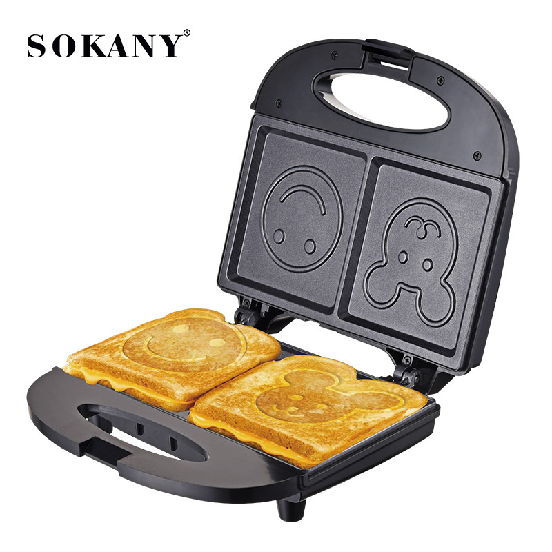 Cross-border SOKANY128 Sandwich, home waffle machine, smiling cartoon pattern bread baking, cute toaster details Picture