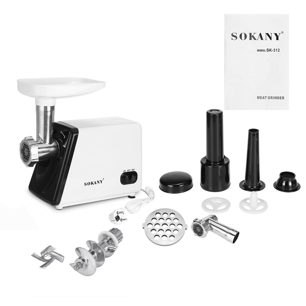 Cross-border SOKANY312 large-capacity household meat grinder, electric food processor, stainless steel, high-power meat mincing and filling Specification image