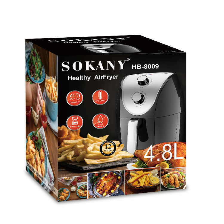 Cross-border SOKANY8009 household air fryer, large-capacity intelligent smoke-free French fries, electric fryer for French fries Item Picture