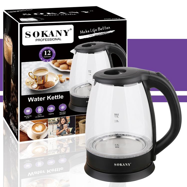 عبر الحدود Sokany322 قطع التيار الكهربائي أوتوماتيكياً في غلاية حرارية زجاجية