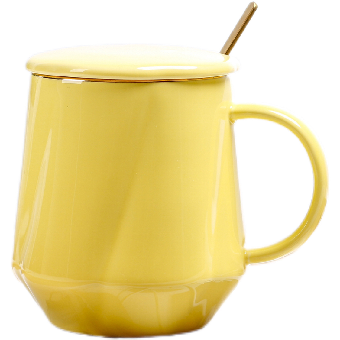 Nordic style ceramic cup with lid and spoon coffee cup creative tracing gold mug