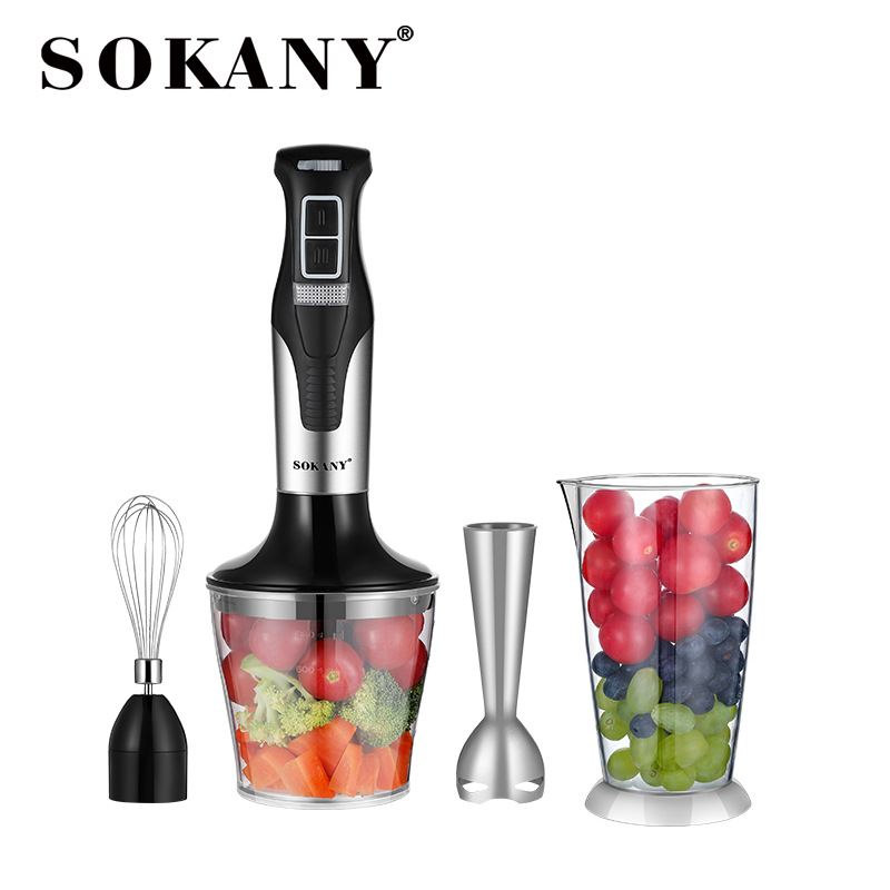 The cross-border bestseller SOKANY758-4 is a four-in-one multi-functional food processor, blender, juicer and egg beater Item Picture
