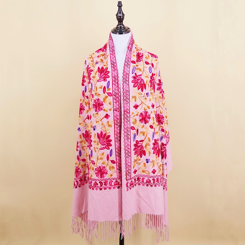 Autumn And Winter New Indian Nepal Embroidered Cashmere Scarf Shawl Travel Photo Everything Knitted Thickened Warm Item Picture