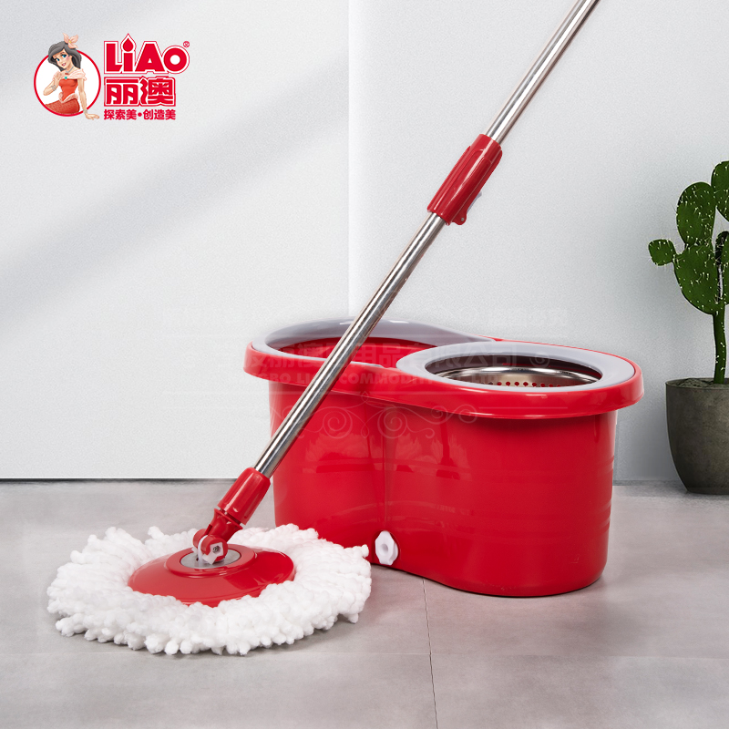 丽澳/LIAO 双驱动旋转拖把旋风桶 不锈钢杆伸缩好神拖厂家批发