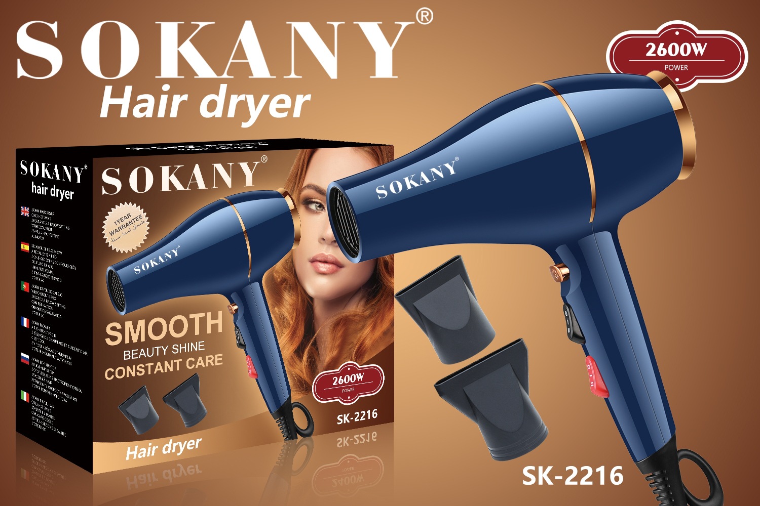 Cross-border foreign trade SOKANY2216 hair dryer, household high-power dormitory hair dryer, hair salon hair care appliance