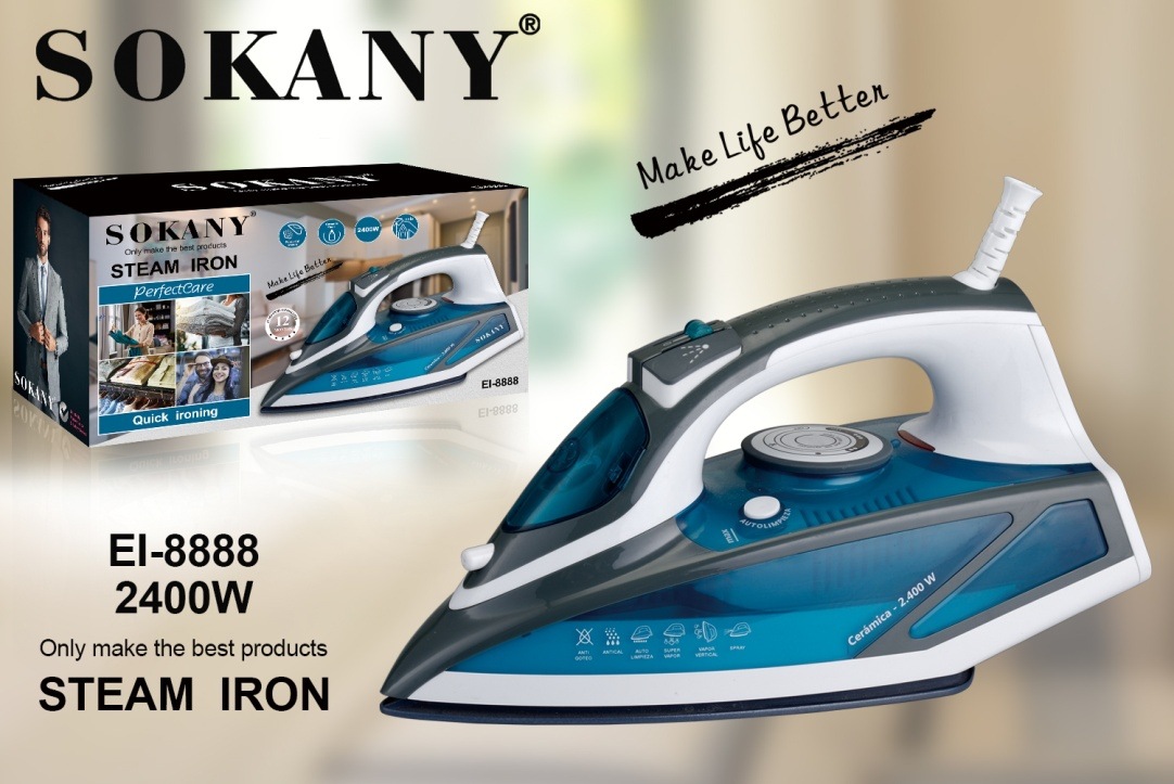 Cross-border SOKANY8888 electric iron, household steam handheld, high-power dry and wet non-stick base plate, European standard in stock details Picture