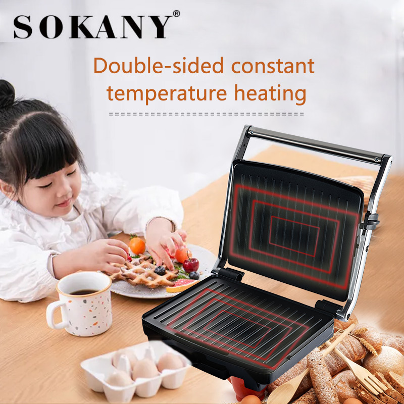 【 Cross-border Hot Sale 】SOKANY210 Steak Pani Sandwich Grilling Machine - Fully automatic grilling machine for both home and commercial use Application Scenario