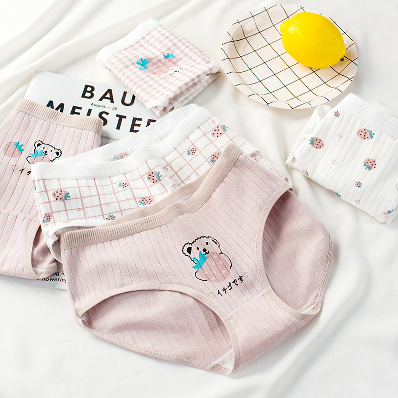 Sweetheart Strawberry Girls' Underwear Mid-waist cotton crotch student Underwear Women's printed cute bestseller Women's underwear