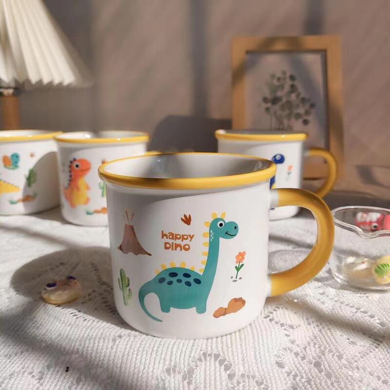 厂家直销新款卡通陶瓷杯小恐龙创意水杯可爱咖啡杯