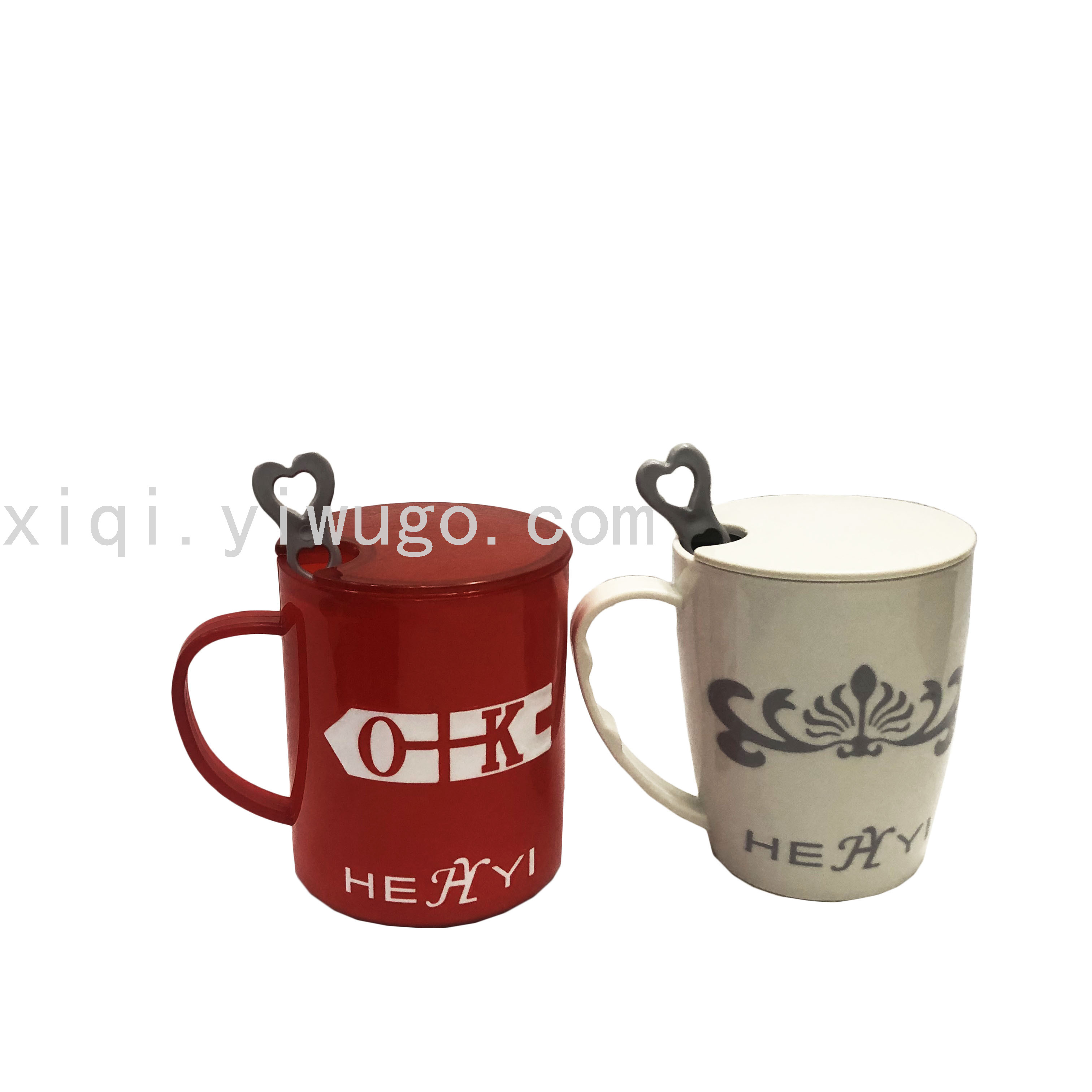 Premium with handle two-color O+K cover cup Chrysanthemum with cover afternoon tea cup with spoon Plastic coffee cup RS-201552