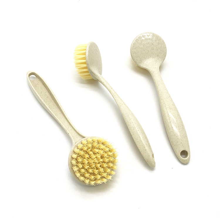 1086 Wheat straw pot brush with round head and long handle, kitchen cleaning pot and bowl brush, wholesale of general merchandise details Picture
