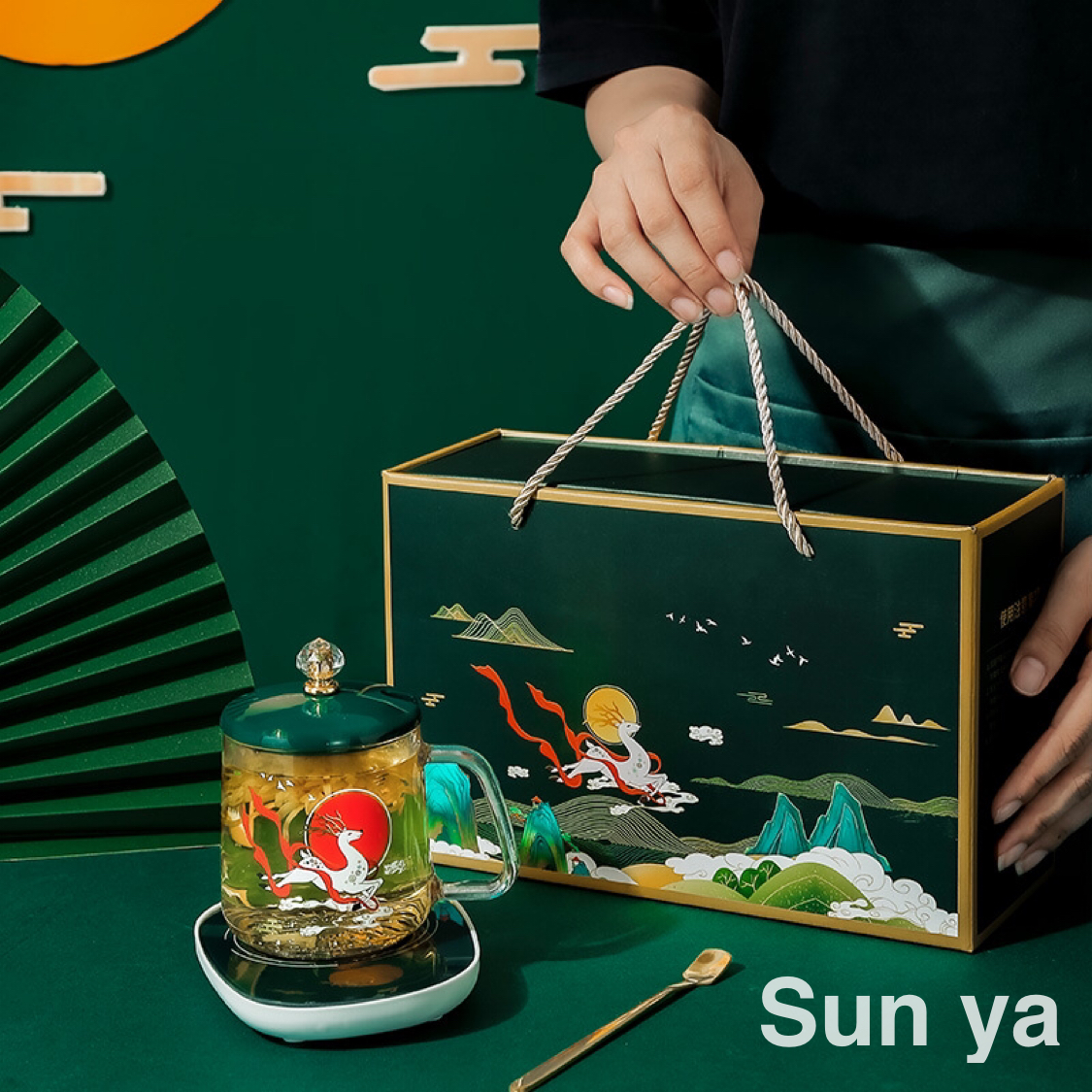 创意遇热变色杯陶瓷杯55度恒温杯加热杯垫国潮礼品玻璃杯