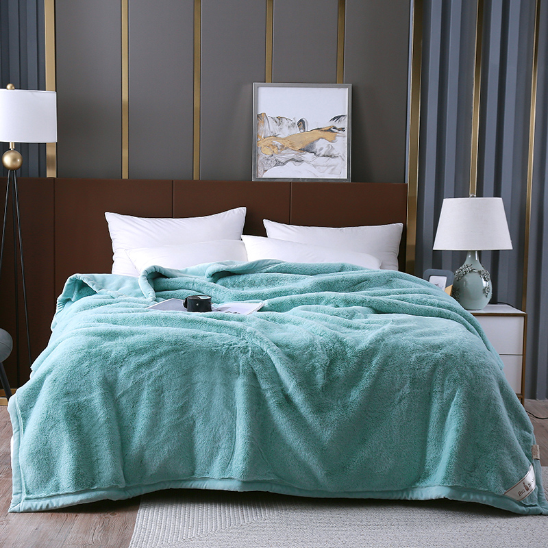 2021 Big Rabbit Velvet Blanket Winter thickened Warm double Cover Blanket faux fur Nap Blanket, midday rest sofa blanket cover blanket Specification image