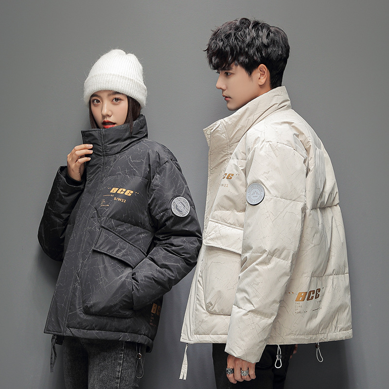 2021 winter thickened short couple down jackets, men's and women's workwear camouflage coats, warm stand-up collar down jackets, white duck down details Picture