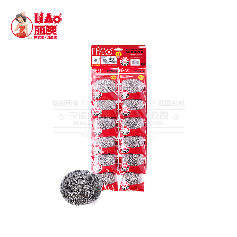 LIAO丽澳 清洁球钢丝锅刷15G*12 厨房洗碗洗锅清洁用品厂家批发