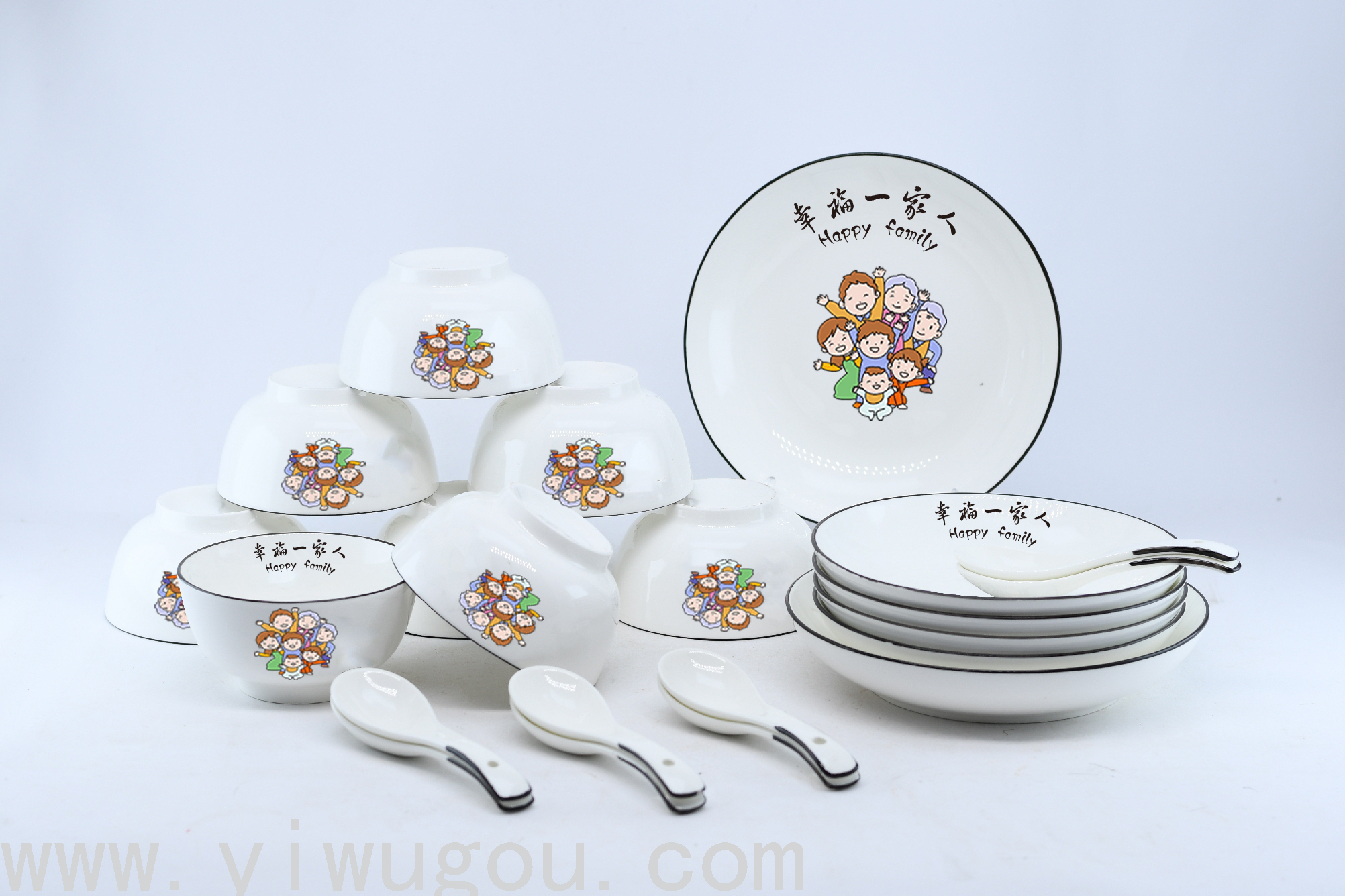 8-person tableware, 22-head ceramic tableware set, warm home, Chinese ceramic bowls and plates, household vegetable plates and rice bowls, distribution, Zhengcai 012