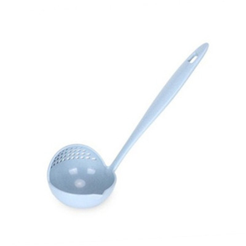 Creative wheat straw two-in-one household kitchen soup spoon, long-handled plastic strainer, filter screen tableware, hot pot ladle Item Picture