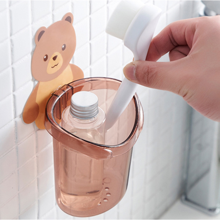 Little Bear Hug storage cup, bathroom wall-mounted storage rack without drilling, comb storage box, toothpaste and toothbrush storage rack Specification image