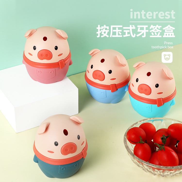 Creative push-type toothpick box, home cute cartoon toothpick cylinder, automatic pop-up toothpick can, toothpick bottle wholesale Specification image