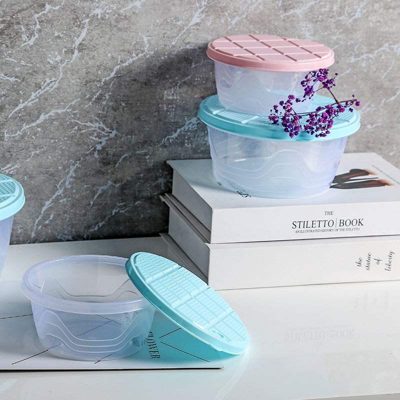 Factory direct sales of household plastic transparent refrigerator storage boxes, snack and fruit and vegetable storage boxes, and round fruit preservation boxes details Picture