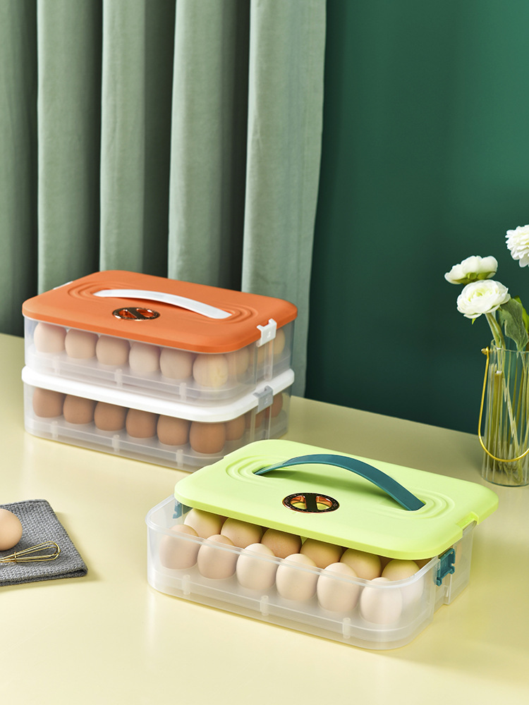 Portable household refrigerator egg box, 24 pieces, duck egg preservation box, multi-functional plastic storage box with snap-on