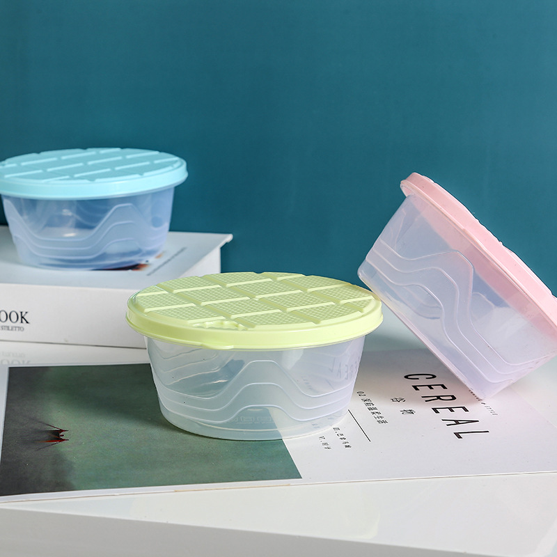 Factory direct sales of household plastic transparent refrigerator storage boxes, snack and fruit and vegetable storage boxes, and round fruit preservation boxes Specification image